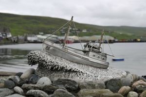 Shetland Bus sculpture, Scalloway (credit DB)